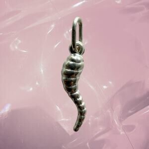 Vintage 925 Sterling Silver horn chili pepper lucky charm pendant